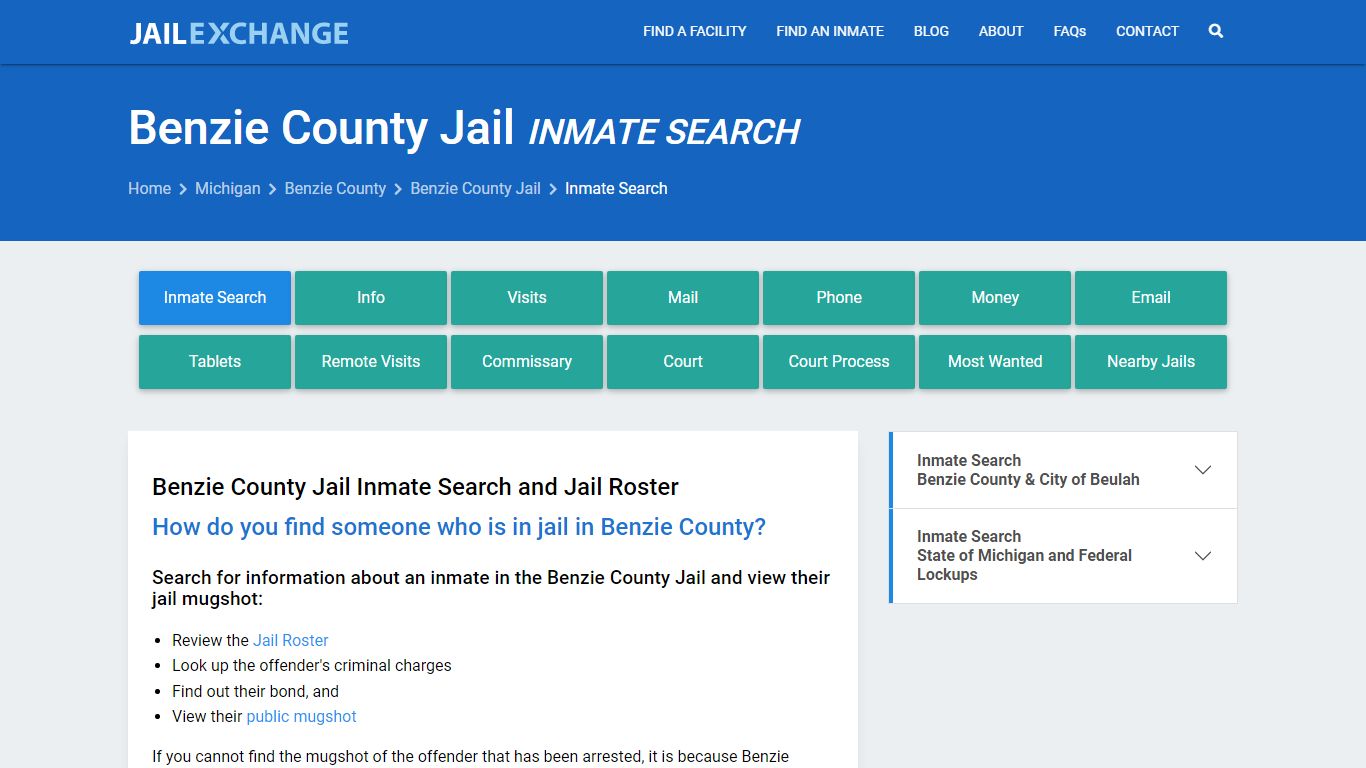 Inmate Search: Roster & Mugshots - Benzie County Jail, MI